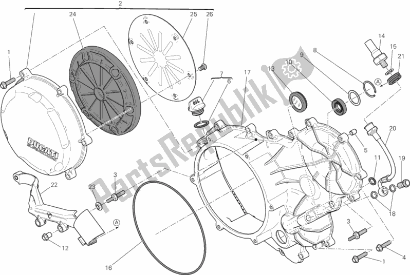 Tutte le parti per il Coperchio Frizione, Esterno del Ducati Superbike 1199 Panigale ABS 2012